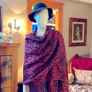 Pink and purple Leopard print scarf